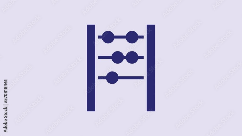 Blue Abacus icon isolated on purple background. Traditional counting frame. Education sign. Mathematics school. 4K Video motion graphic animation