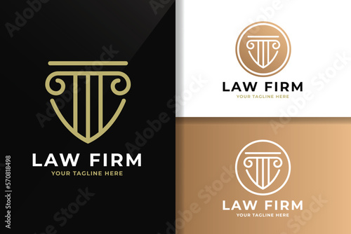 Law Firm Golden Line Art Logo Template Editable