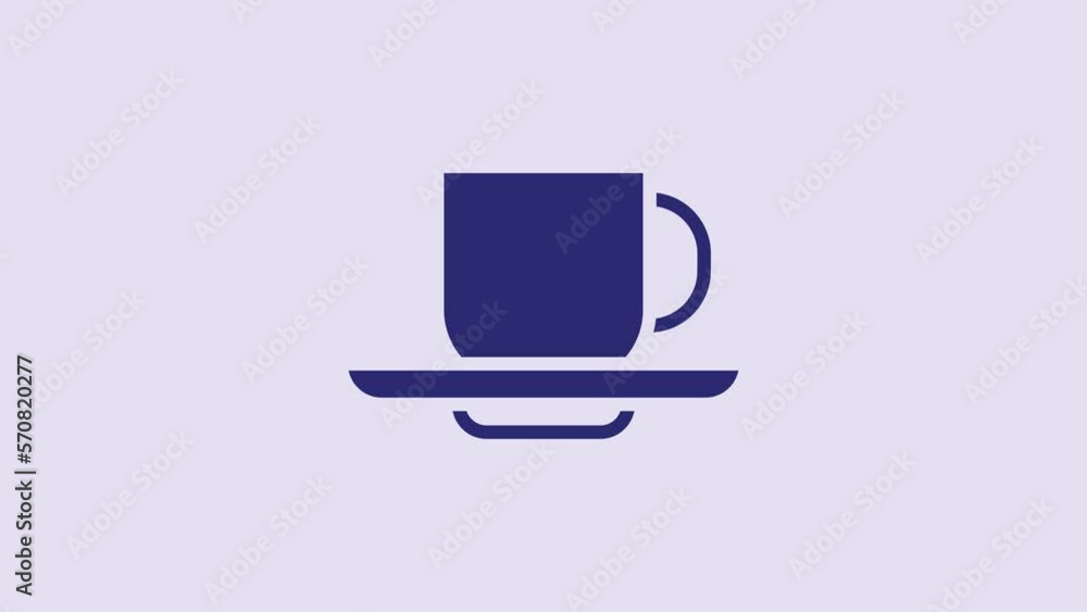 Blue Coffee cup icon isolated on purple background. Tea cup. Hot drink coffee. 4K Video motion graphic animation Blue Coffee cup icon isolated on purple background. Tea cup. Hot drink coffee. 4K Video motion graphic animation
