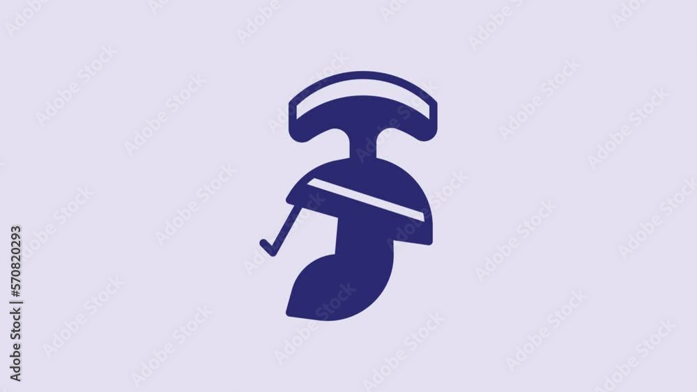 Blue Roman army helmet icon isolated on purple background. 4K Video motion graphic animation Blue Roman army helmet icon isolated on purple background. 4K Video motion graphic animation