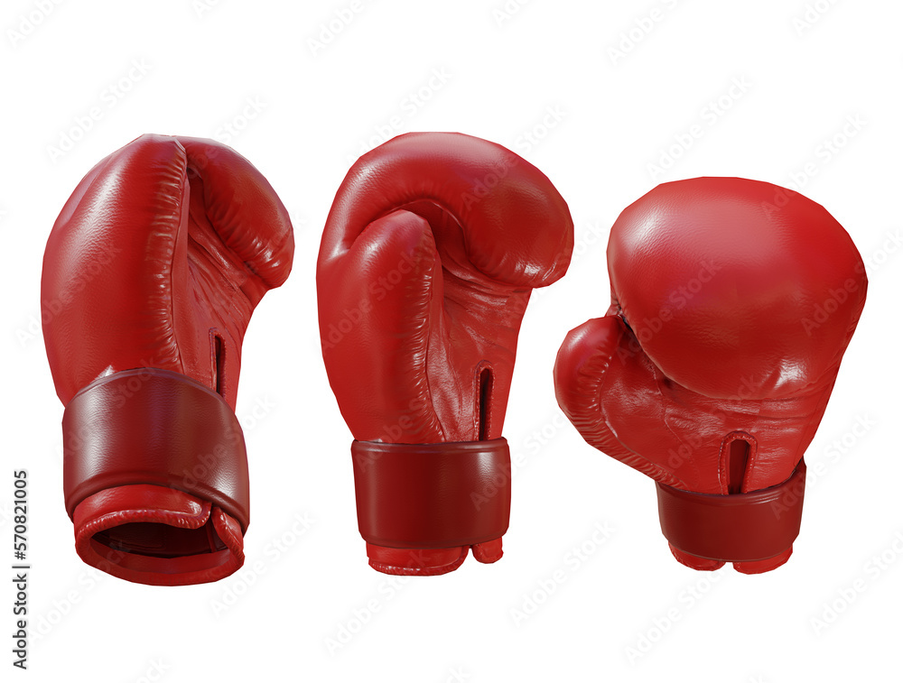 3d rendering of shiny clean red boxing gloves perspective view