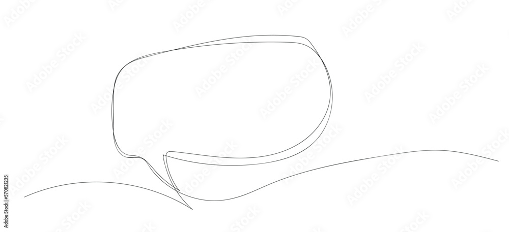 Continuous one line drawing of speech bubble, black and white vector graphics minimalistic linear illustration made of a single line Continuous one line drawing of speech bubble, black and white vector graphics minimalistic linear illustration made of a single line