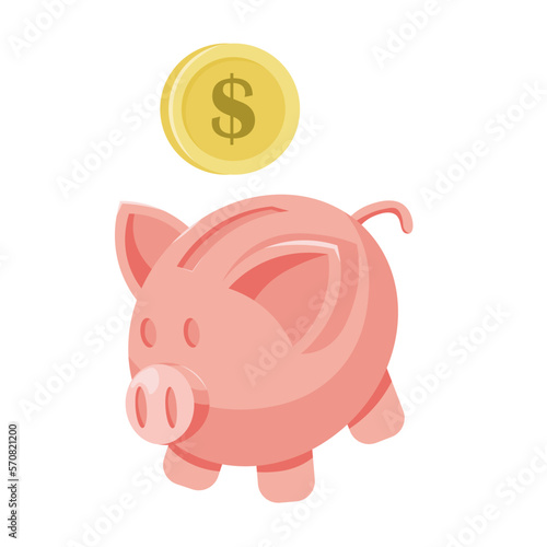 Piggy bank with realistic 
