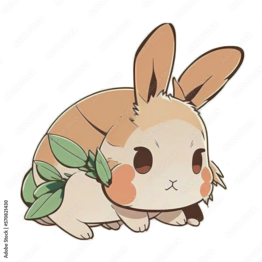 Obraz premium Cute Anime Rabbit, Generated AI.