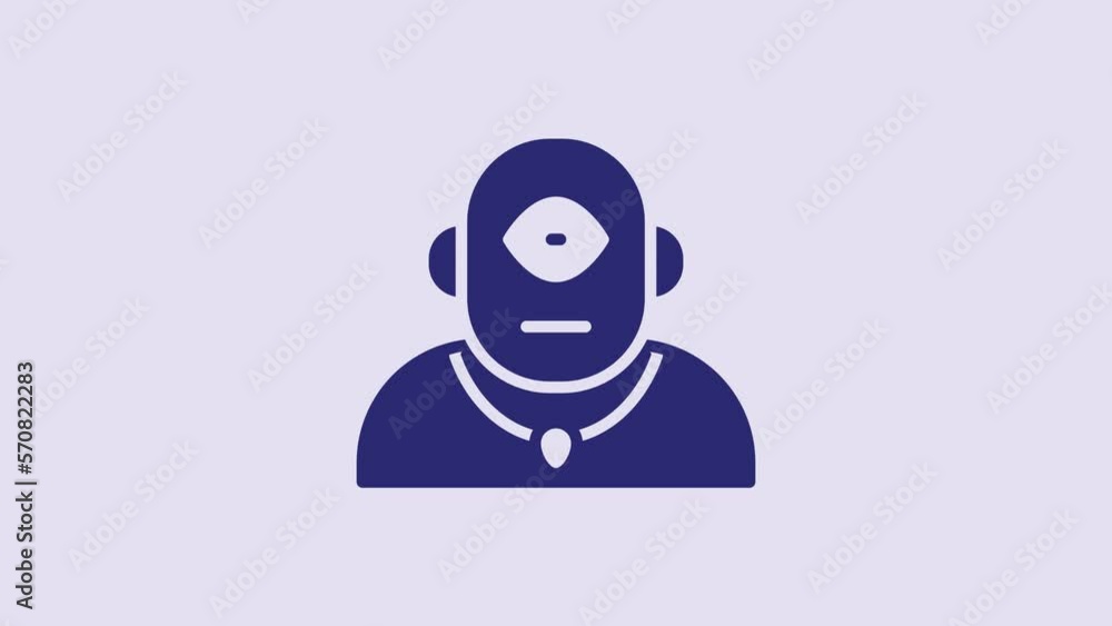 Blue Cyclops icon isolated on purple background. 4K Video motion graphic animation Blue Cyclops icon isolated on purple background. 4K Video motion graphic animation