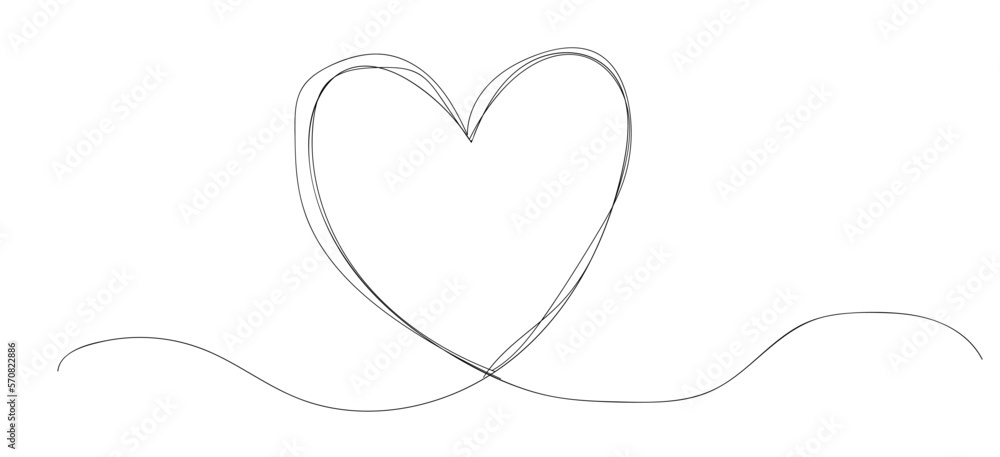 Heart continuous one line drawing, black and white minimalistic vector illustration of love concept made of one line Heart continuous one line drawing, black and white minimalistic vector illustration of love concept made of one line