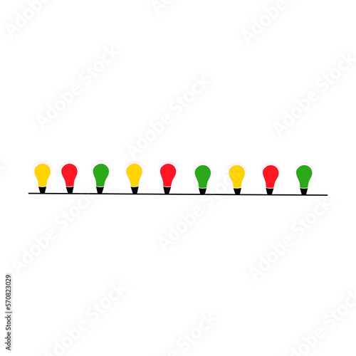 Christmas lights isolate on transparent background.