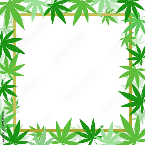 Fototapeta Naklejka Na Ścianę i Meble -  Cannabis leaf with gold frame background.