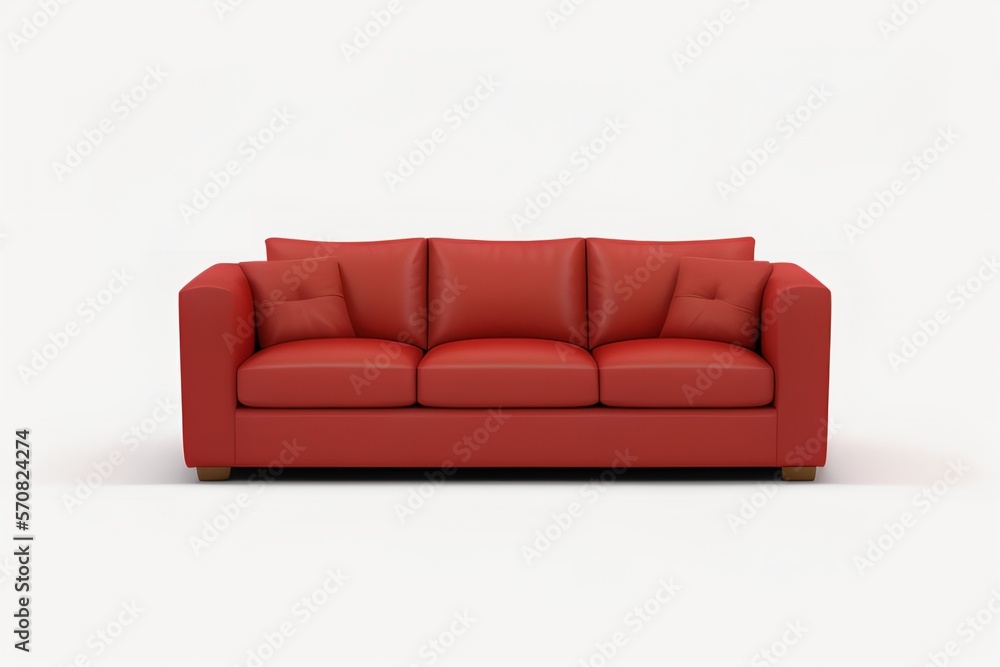 contemporary red sofa standing alone, complete with cushions. contemporary red sofa standing alone, complete with cushions.