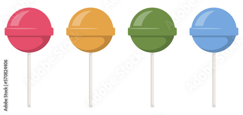 Set of colorful lollipop sweet candies. Vector illustration.