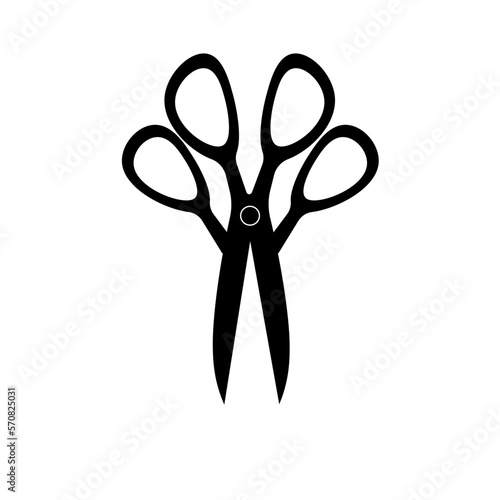 Creative black scissors isolated on white background. Logo for barbershop. Website banner for fashion studio.