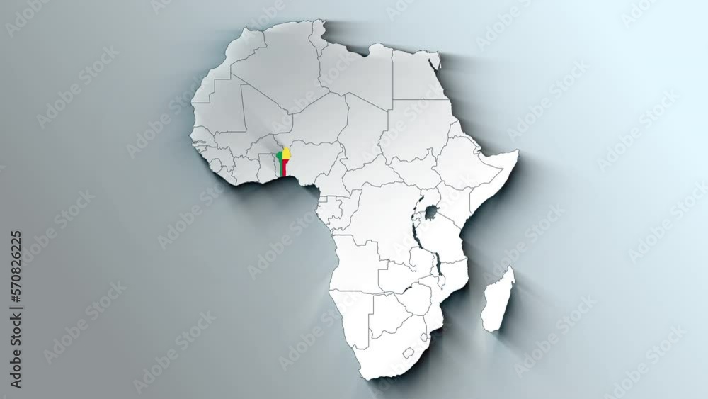 Africa Continent Map Showing Benin Country Highlighted Africa Continent Map Showing Benin Country Highlighted