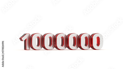 1.000.000 one million number rendering. Metallic gold glass 3D numbers. photo