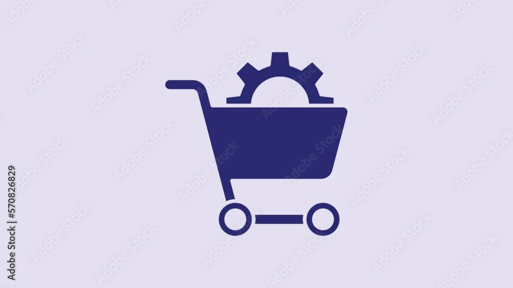 Blue Shopping cart icon isolated on purple background. Online buying concept. Delivery service. Supermarket basket. 4K Video motion graphic animation Blue Shopping cart icon isolated on purple background. Online buying concept. Delivery service. Supermarket basket. 4K Video motion graphic animation