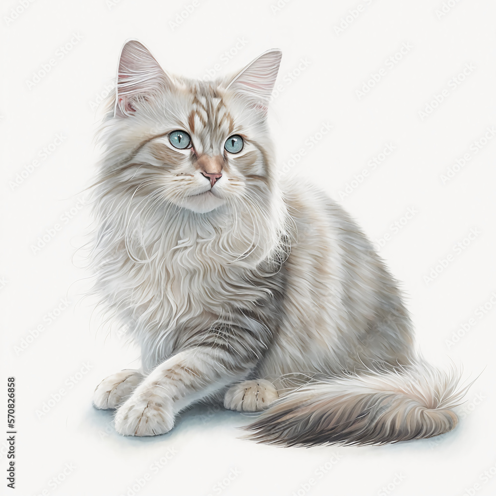 Fototapeta premium “Generative AI” Chantilly Tiffany Cat digital illustration.