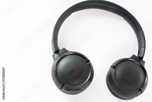Wireless bluetooth headphones on a white background.