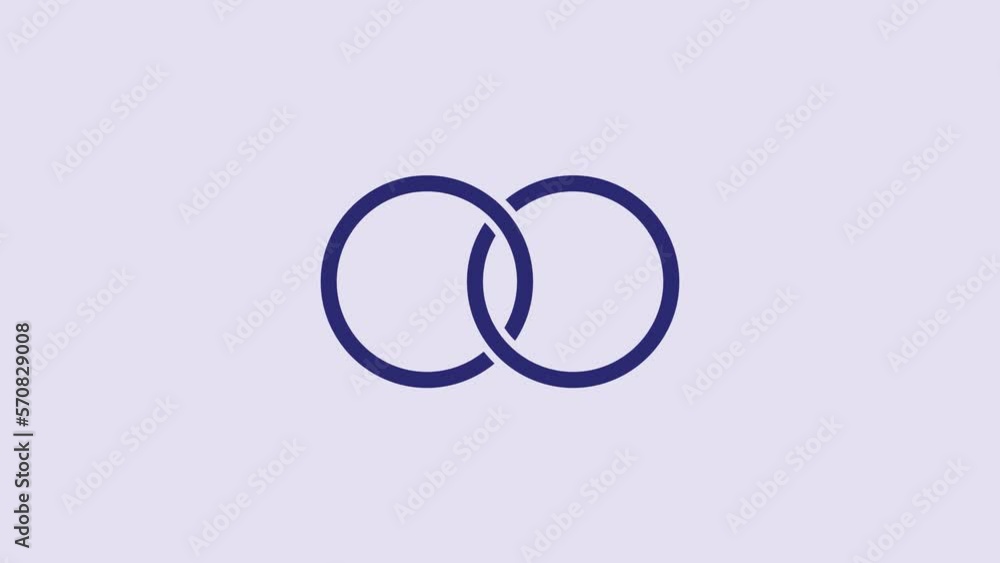 Blue Wedding rings icon isolated on purple background. Bride and groom jewelry sign. Marriage symbol. Diamond ring. 4K Video motion graphic animation Blue Wedding rings icon isolated on purple background. Bride and groom jewelry sign. Marriage symbol. Diamond ring. 4K Video motion graphic animation