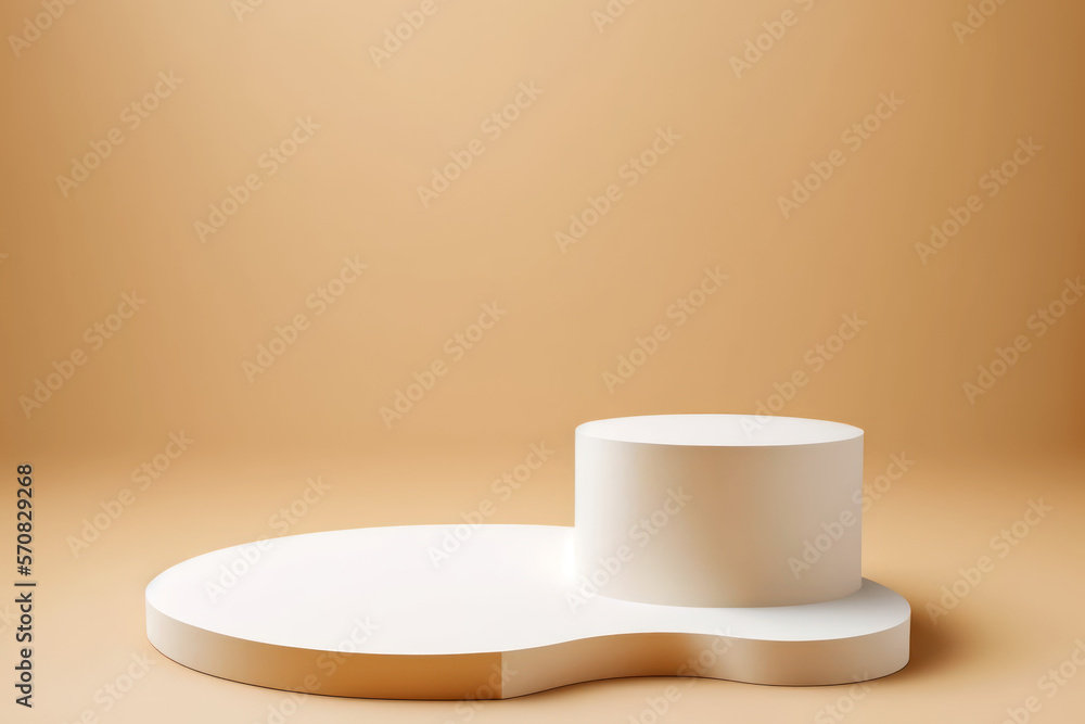 White Podium on Beige Background Template Mock-Up for Presentation Products with Geometrical Forms Minimal Concept Product Podium White Podium on Beige Background Template Mock-Up for Presentation Products with Geometrical Forms Minimal Concept Product Podium