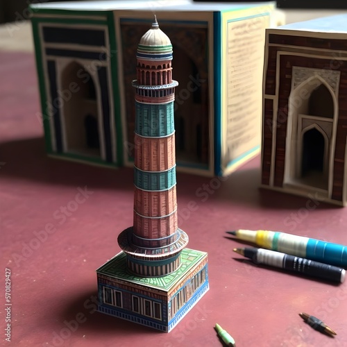 tiny diorama of qutb minar photo