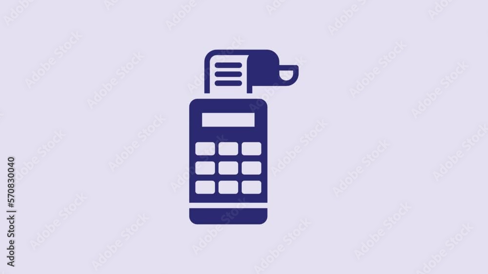 Blue Cash register machine with a check icon isolated on purple background. Cashier sign. Cashbox symbol. 4K Video motion graphic animation Blue Cash register machine with a check icon isolated on purple background. Cashier sign. Cashbox symbol. 4K Video motion graphic animation