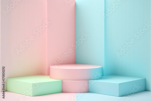 Product Display Podium Geometrical Pastel Colors