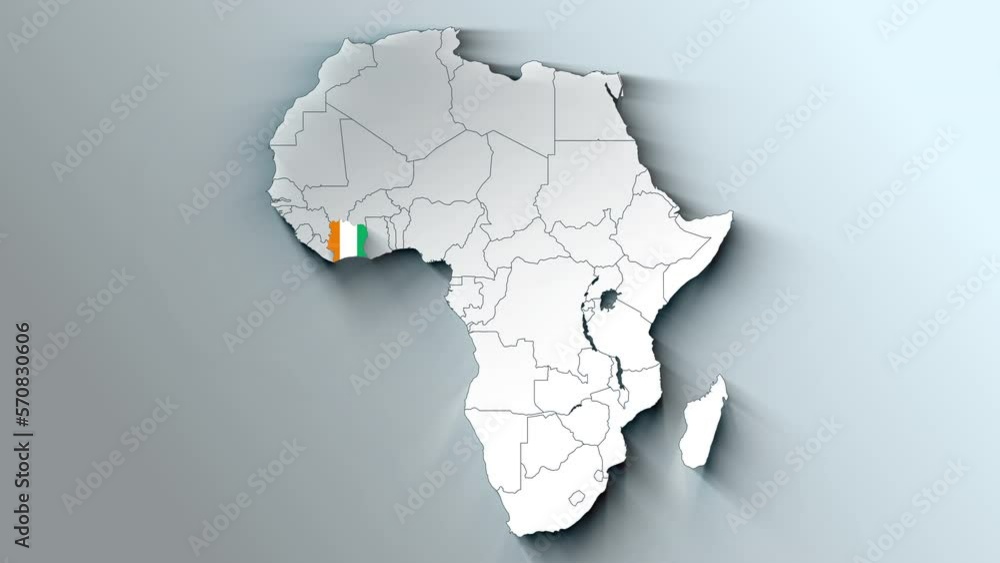 Africa Continent Map Showing Ivory Coast Country Highlighted vídeo do ...