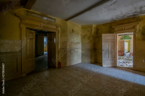 An old school in an abandoned manor house in central Poland  Europe in autumn