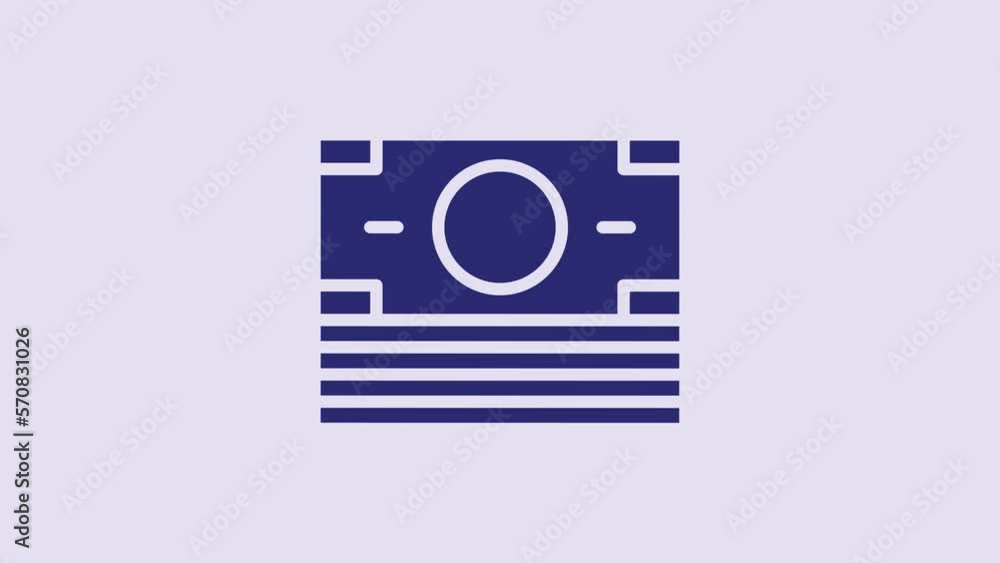 Blue Stacks paper money cash icon isolated on purple background. Money banknotes stacks. Bill currency. 4K Video motion graphic animation Blue Stacks paper money cash icon isolated on purple background. Money banknotes stacks. Bill currency. 4K Video motion graphic animation