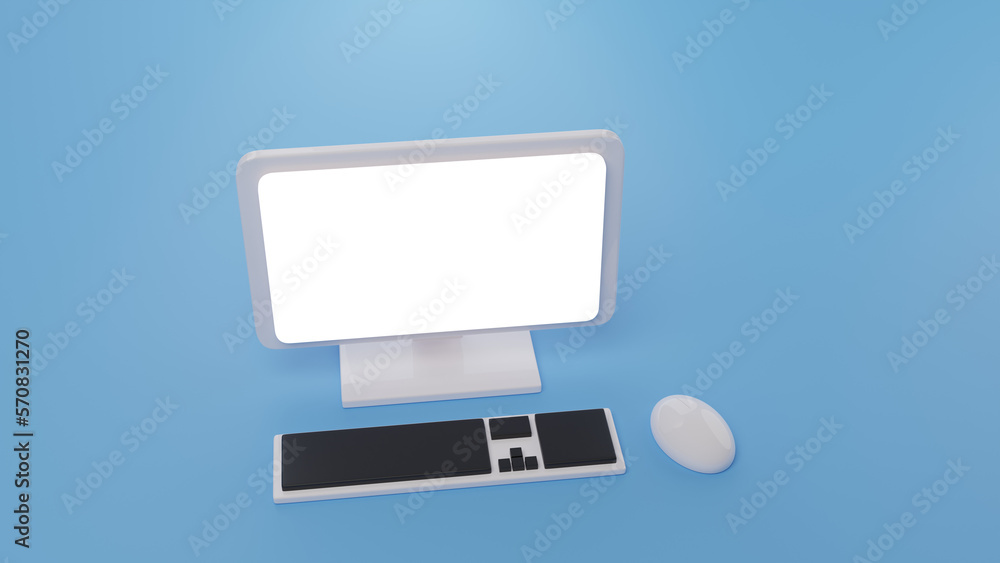 3d rendered white glossy Computer Monitor with Keyboard and Mouse 3d rendered white glossy Computer Monitor with Keyboard and Mouse