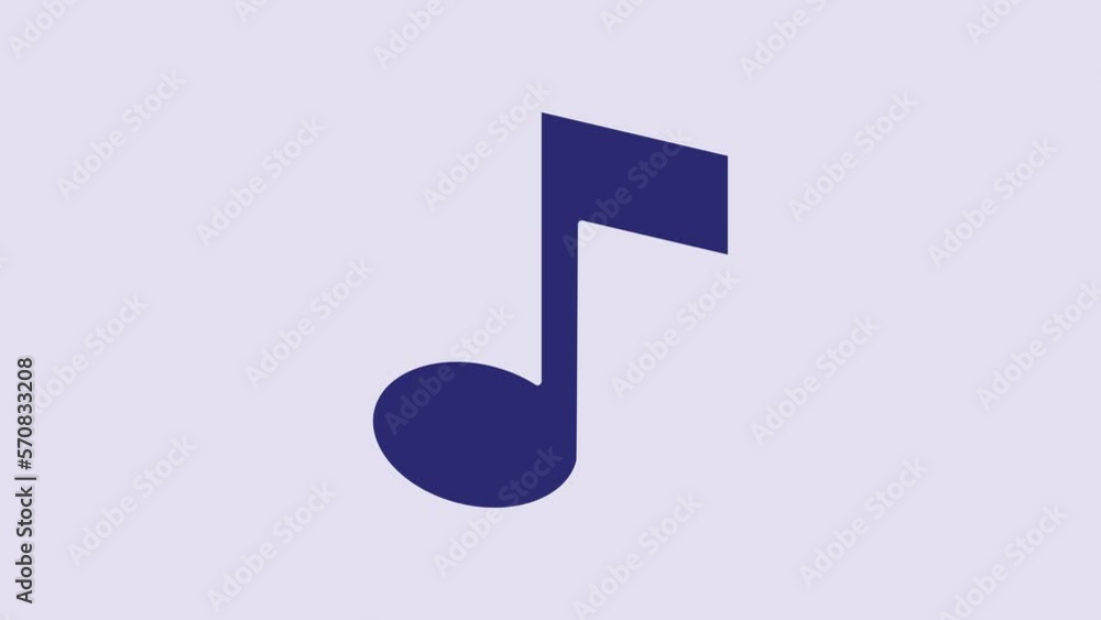 Blue Music note, tone icon isolated on purple background. 4K Video motion graphic animation Blue Music note, tone icon isolated on purple background. 4K Video motion graphic animation