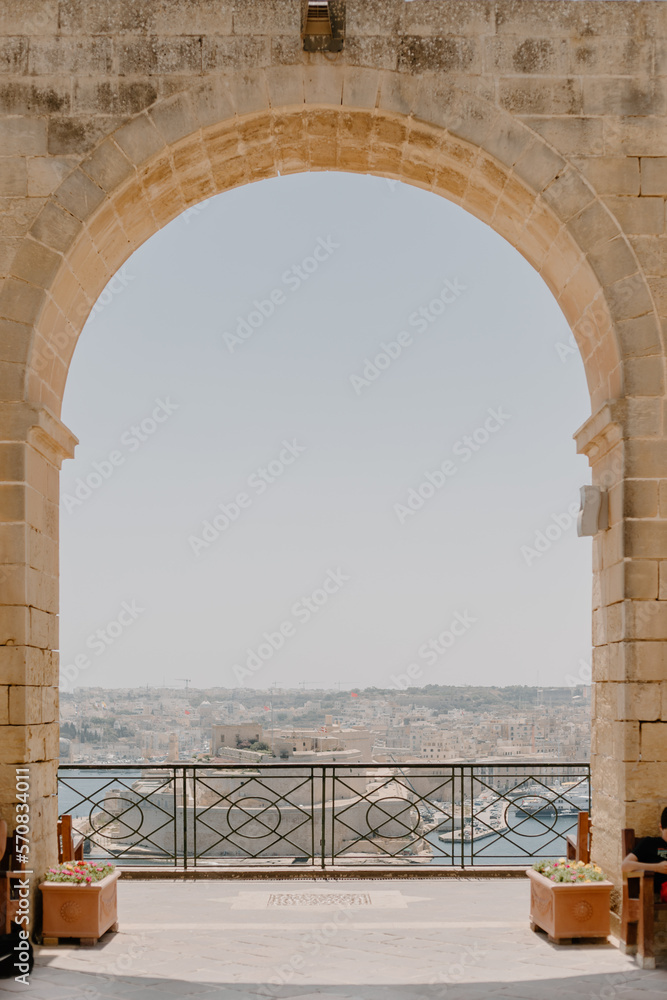 View of the Malta skyline from a lookout in Valletta