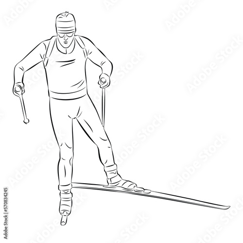 illustration of a cross - country skiing , vector drawing