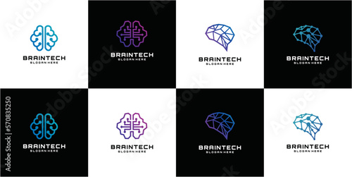 Brain Logo Design Illustration, Education Logo, brain technology