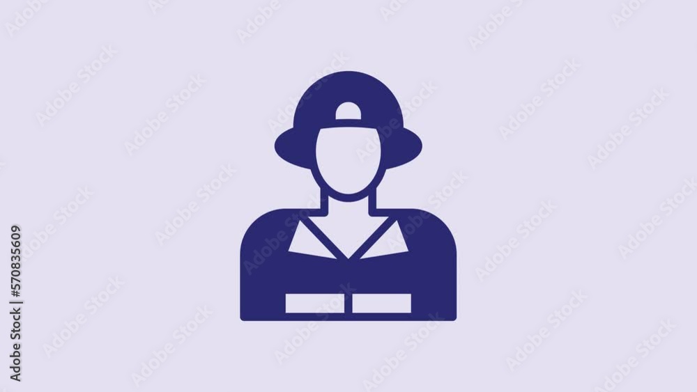 Blue Firefighter icon isolated on purple background. 4K Video motion graphic animation Blue Firefighter icon isolated on purple background. 4K Video motion graphic animation