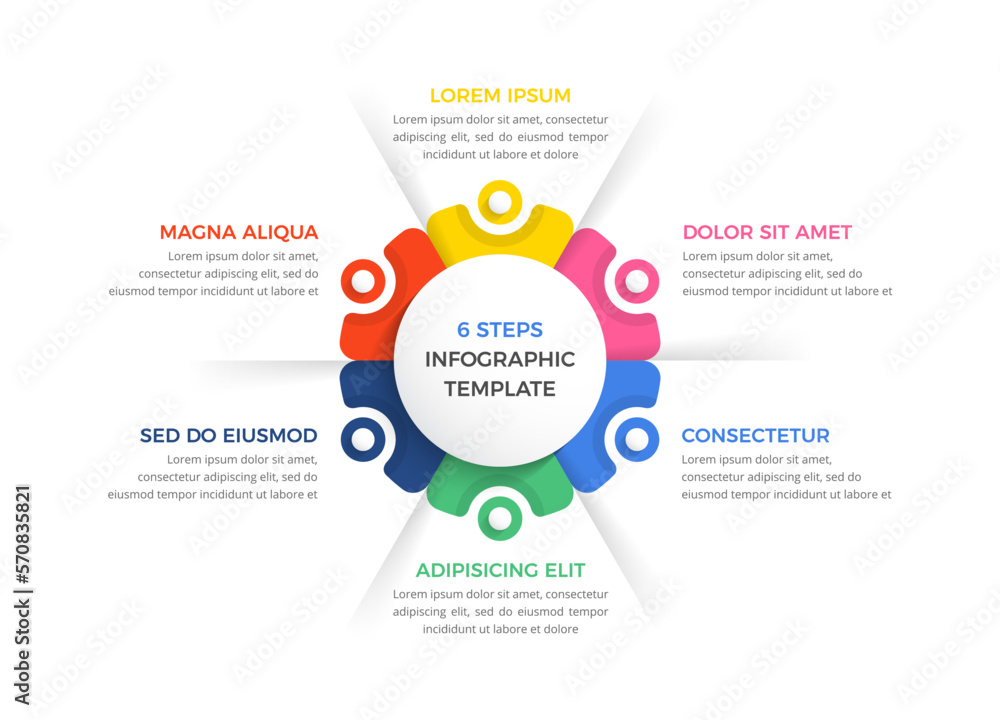Circle infographic template with 6 elements with place for your text Circle infographic template with 6 elements with place for your text