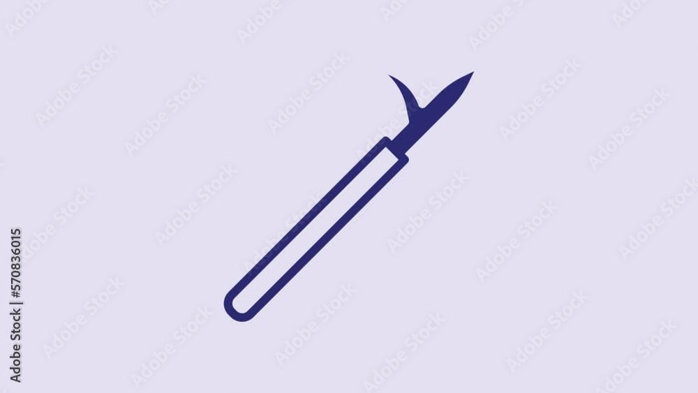 Blue Metal pike pole with wooden handle icon isolated on purple background. Spear, pickaxe, hook hand extinguishing instrument and tool for fireman. 4K Video motion graphic animation Blue Metal pike pole with wooden handle icon isolated on purple background. Spear, pickaxe, hook hand extinguishing instrument and tool for fireman. 4K Video motion graphic animation