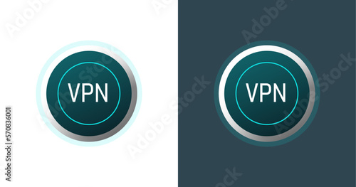 VPN logo emblem for sticker or icon. Vector illustration isolated on black and white color.