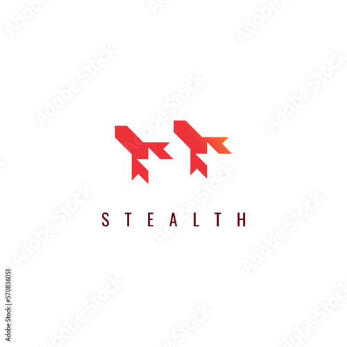 Fighter Jet Logo Design with Orange Gradient color