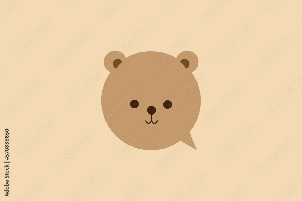 Brown bear chat bubble logo concept Brown bear chat bubble logo concept