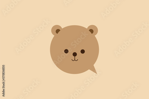 Brown bear chat bubble logo concept 