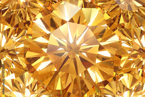 Beautiful sparkling citrine crystal. Top view. 3d illustration 