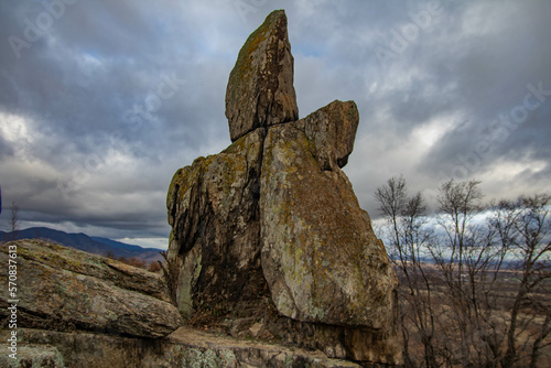 Raven Peak; Giant stones fragments in the mountain near the Thracian tomb. Bulgaria 