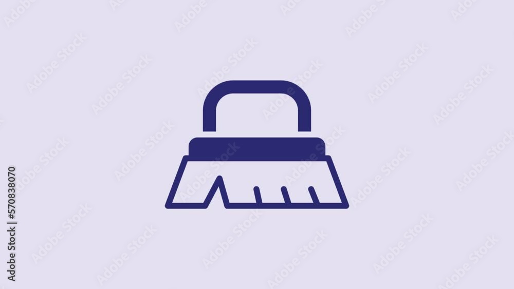 Blue Brush for cleaning icon isolated on purple background. 4K Video motion graphic animation Blue Brush for cleaning icon isolated on purple background. 4K Video motion graphic animation