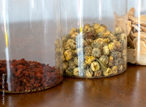 Close-up all kinds of decoction pieces.