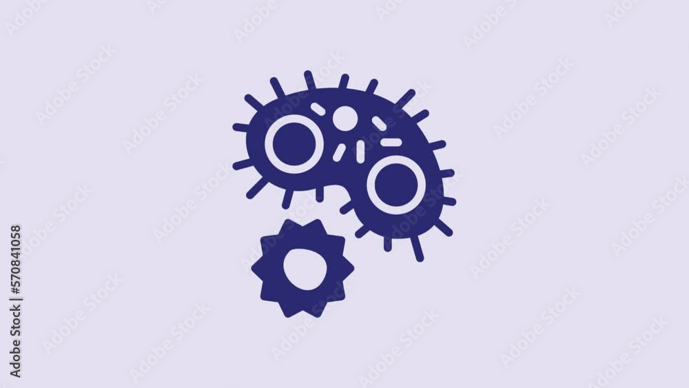 Blue Virus icon isolated on purple background. Corona virus 2019-nCoV. Bacteria and germs, cell cancer, microbe, fungi. 4K Video motion graphic animation Blue Virus icon isolated on purple background. Corona virus 2019-nCoV. Bacteria and germs, cell cancer, microbe, fungi. 4K Video motion graphic animation