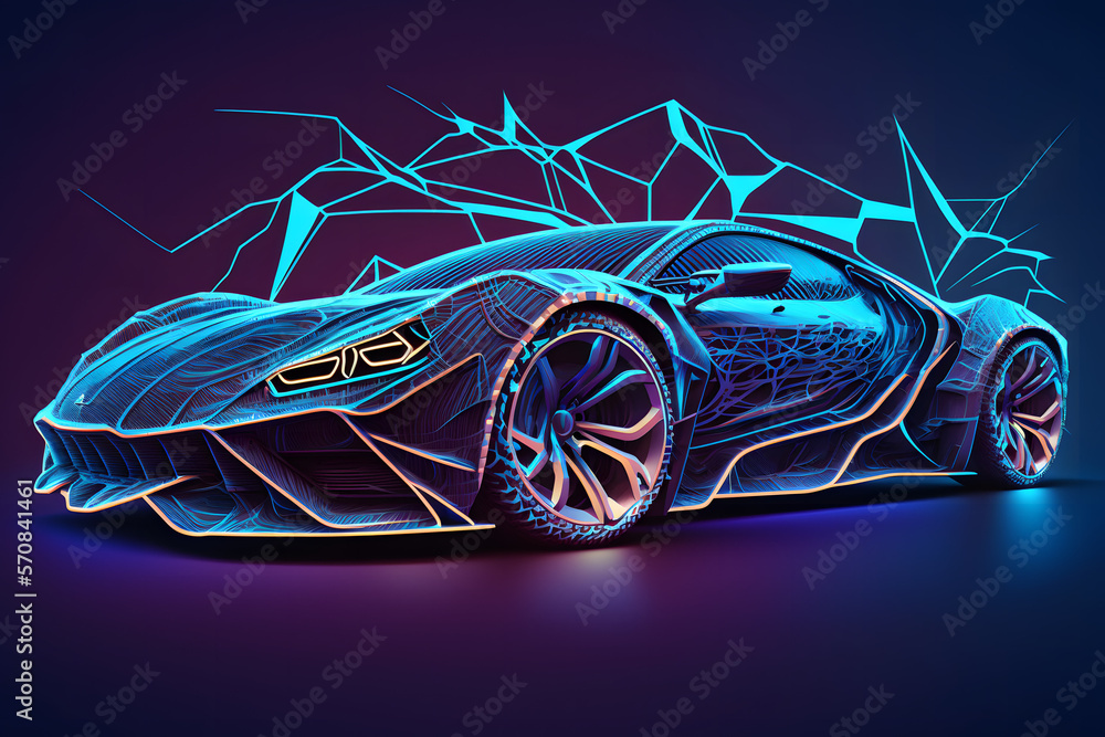 Hologram auto, created with generative AI technology Hologram auto, created with generative AI technology