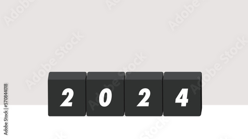 2024の文字が入ったブロックのイラスト - シンプルでおしゃれな西暦2024年の素材
