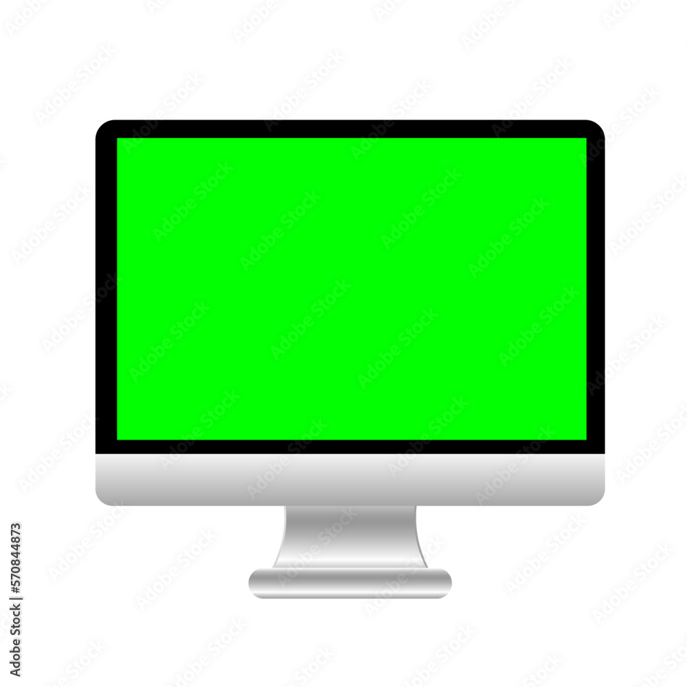 computer monitor green screen mockup with transparent background Stock