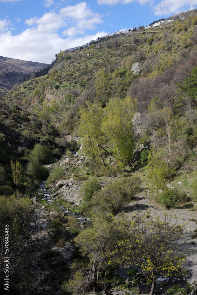 Landscape along the Mulhacen O Poqueria river and gorge - Capileira - Sierra Nevada - Andalusia - Spain Landscape along the Mulhacen O Poqueria river and gorge - Capileira - Sierra Nevada - Andalusia - Spain