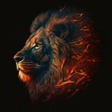lion'head with black background. Generative AI.